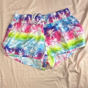 OP Pink and Blue Athletic Shorts Vibrant Tie-Dye